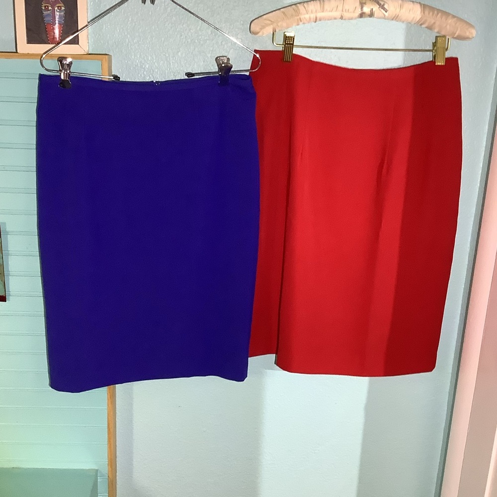 NWOT SZ 4 CK MIDI Pencil Skirt Royal Blue & Red MIDI Pencil Skirt
